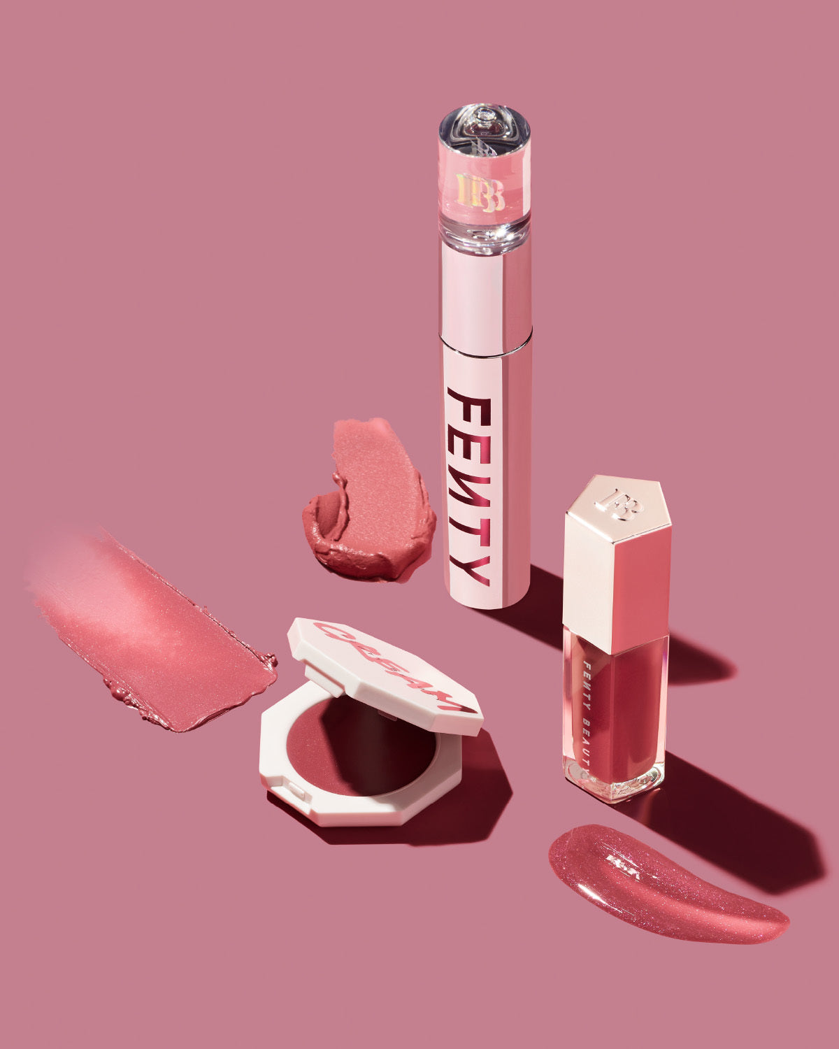 FB_FALL23_T2PRODUCT_EDITORIAL_RIRI_SHADEFAMILY_ICONVELVET_CHEEKSOUTBLUSH_GLOSSBOMB_1200X1500_72DPI.jpg RiRi on Repeat Makeup Essentials - Image 1